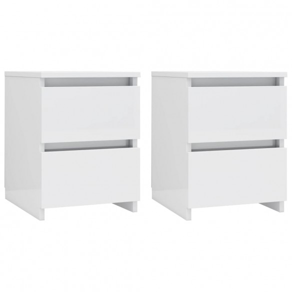 Tables de chevet 2 pcs Blanc brillant 30 x 30 x 40 cm Aggloméré