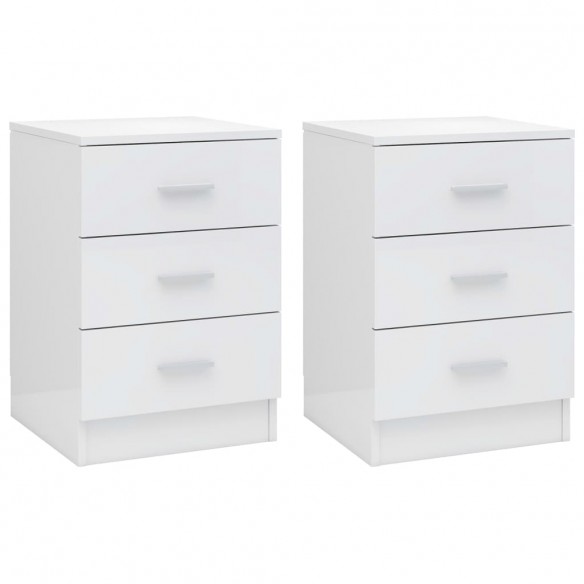 Tables de chevet 2 pcs Blanc brillant 38 x 35 x 56 cm Aggloméré