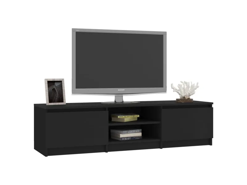 Meuble TV Noir 140x40x35,5 cm Aggloméré