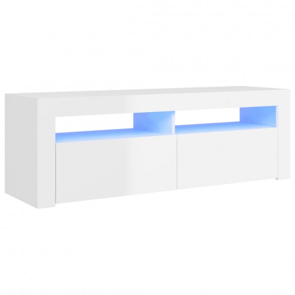 Meuble TV avec lumières LED blanc brillant 120x35x40 cm