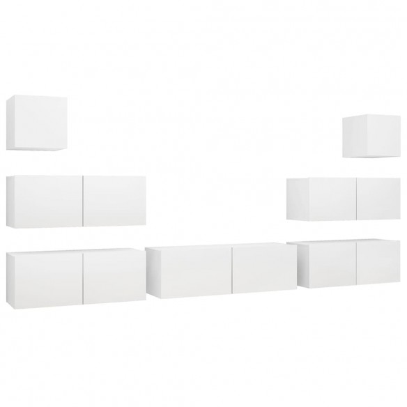 Ensemble de meuble TV 7 pcs Blanc Aggloméré