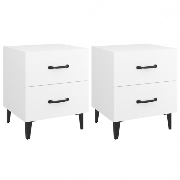 Tables de chevet 2 pcs Blanc 40x35x47,5 cm