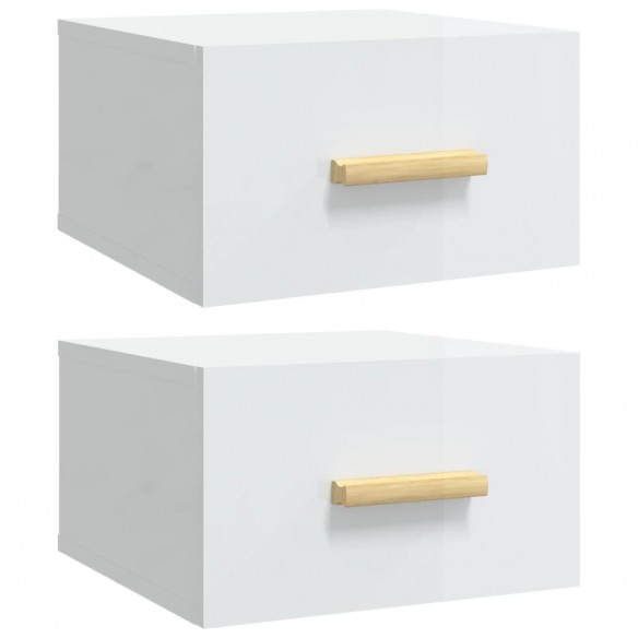 Tables de chevet murales 2 pcs blanc brillant 35x35x20 cm