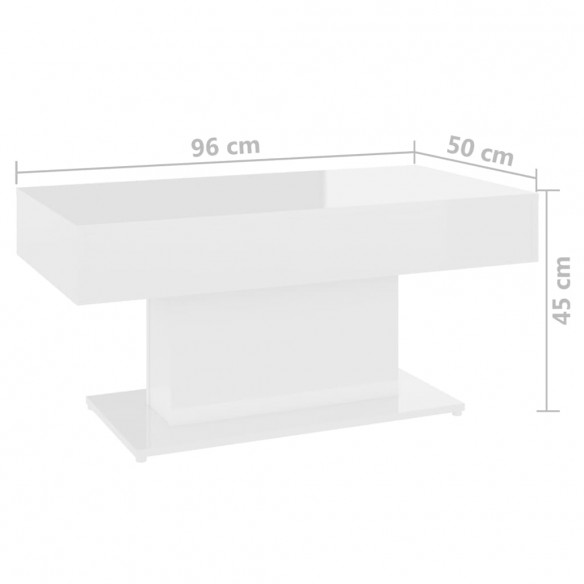 Table basse Blanc brillant 96x50x45 cm Aggloméré