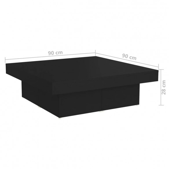 Table basse Noir 90x90x28 cm Aggloméré