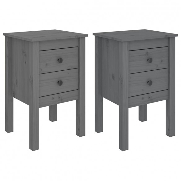 Tables de chevet 2 pcs Gris 40x35x61,5 cm Bois de pin massif