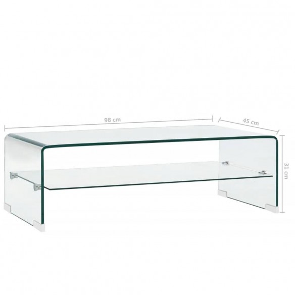 Table basse Clair 98 x 45 x 31 cm Verre trempé