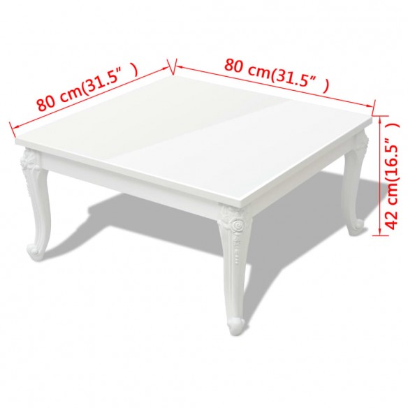 Table basse 80 x 80 x 42 cm Laquée Blanc