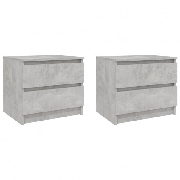 Tables de chevet 2 pcs Gris béton 50x39x43,5 cm Aggloméré