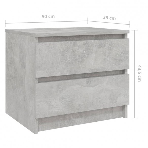 Tables de chevet 2 pcs Gris béton 50x39x43,5 cm Aggloméré