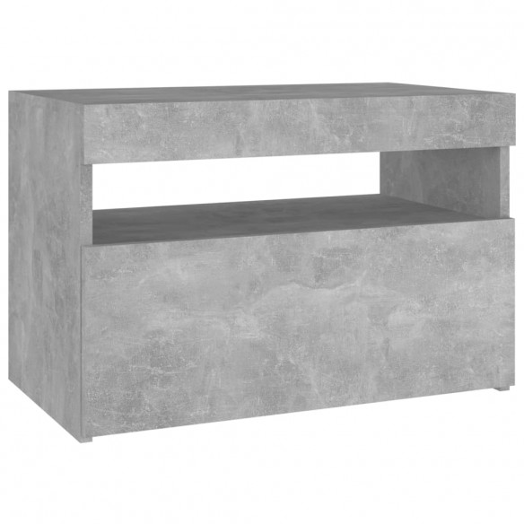 Tables de chevet avec lumières LED 2 pcs gris béton 60x35x40 cm