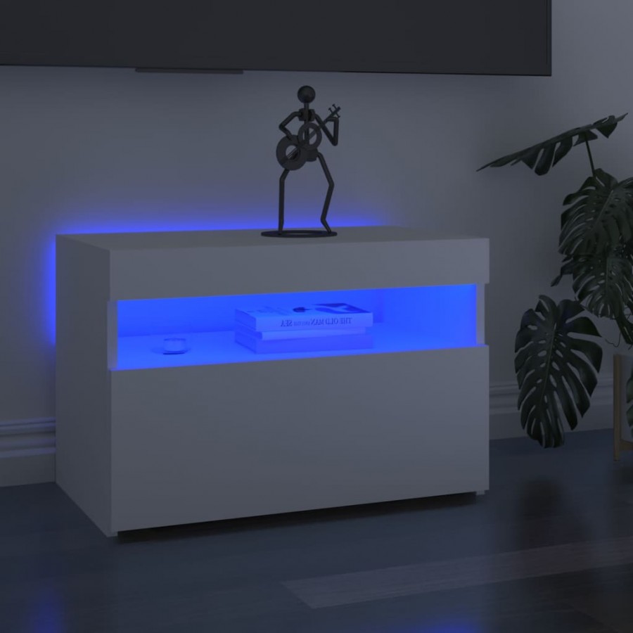 Meubles TV avec lumières LED 2 pcs Blanc 60x35x40 cm