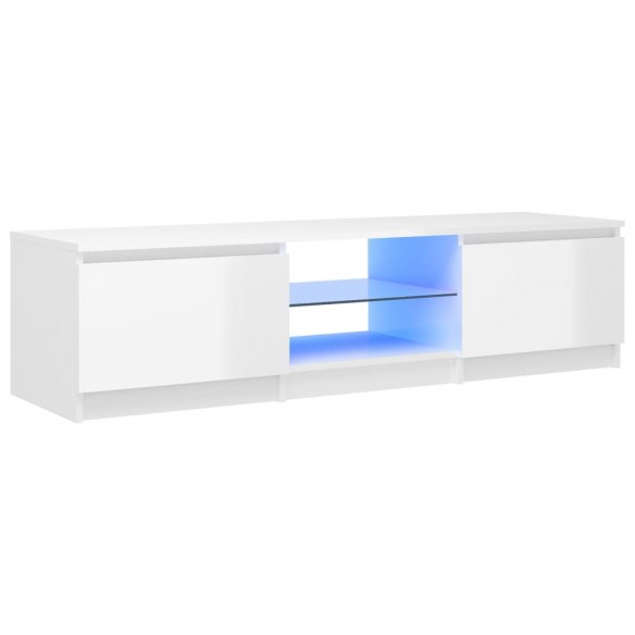 Meuble TV avec lumières LED blanc brillant 140x40x35,5 cm