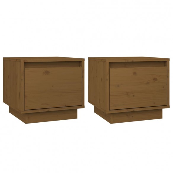 Tables de chevet 2pcs Marron miel 35x34x32cm Bois de pin solide