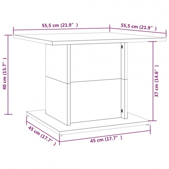 Table basse Gris Sonoma 55,5x55,5x40 cm Aggloméré