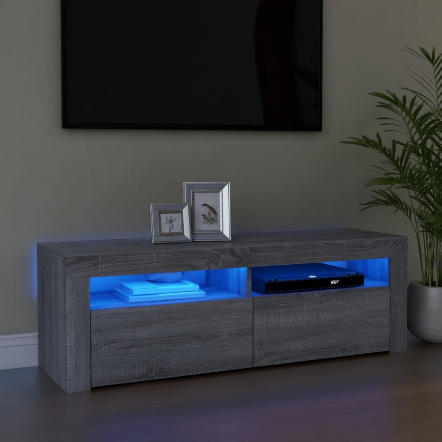 Meuble TV avec lumières LED sonoma gris 120x35x40 cm