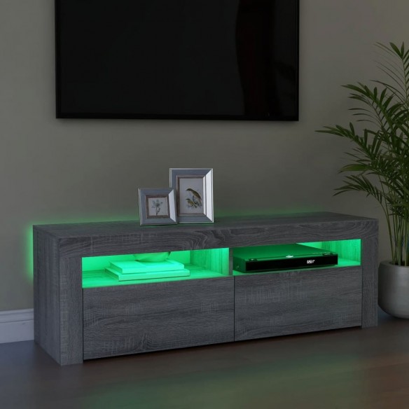 Meuble TV avec lumières LED sonoma gris 120x35x40 cm