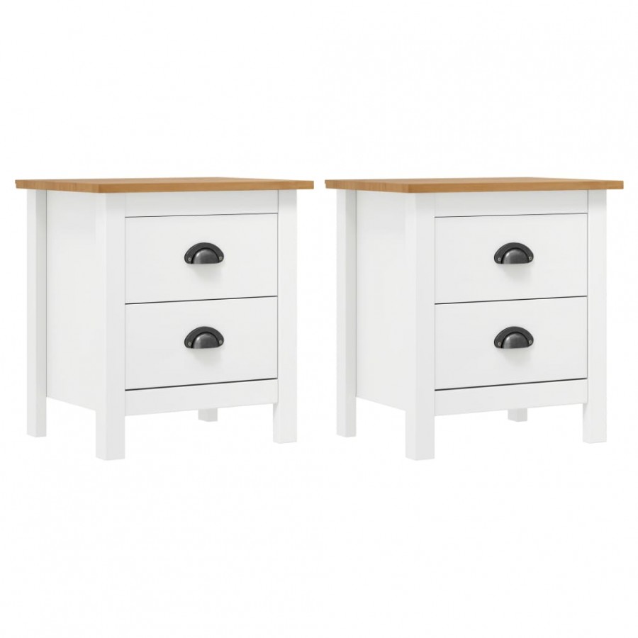 Tables de chevet Hill 2 pcs Blanc 46x35x49,5 cm Bois pin solide