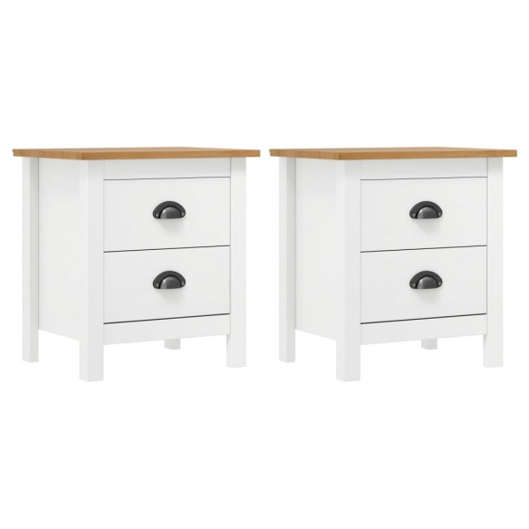 Tables de chevet Hill 2 pcs Blanc 46x35x49,5 cm Bois pin solide