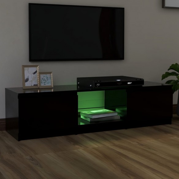 Meuble TV avec lumières LED noir 140x40x35,5 cm