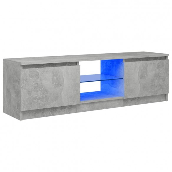 Meuble TV avec lumières LED gris béton 120x30x35,5 cm