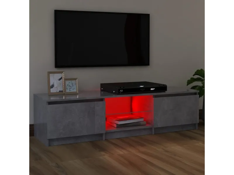 Meuble TV avec lumières LED gris béton 120x30x35,5 cm