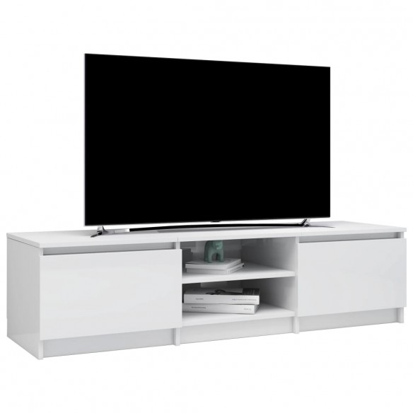 Meuble TV Blanc brillant 140x40x35,5 cm Aggloméré