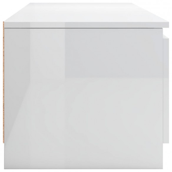 Meuble TV Blanc brillant 140x40x35,5 cm Aggloméré