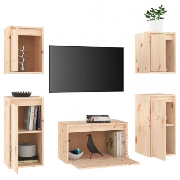 Meubles TV 5 pcs Bois massif de pin