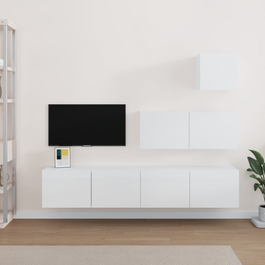 Ensemble de meubles TV 4 pcs Blanc brillant Bois d'ingénierie