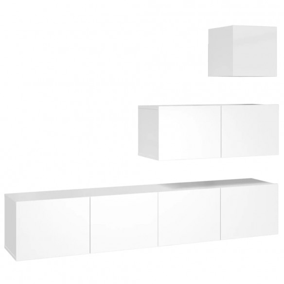 Ensemble de meubles TV 4 pcs Blanc brillant Bois d'ingénierie