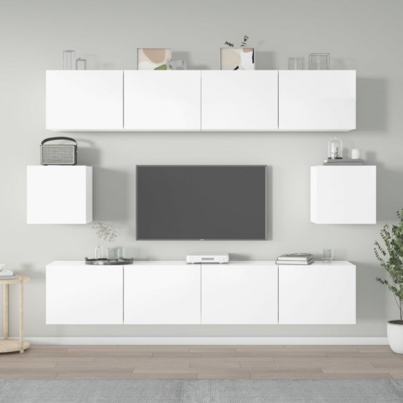 Ensemble de meubles TV 6 pcs Blanc brillant Bois d'ingénierie