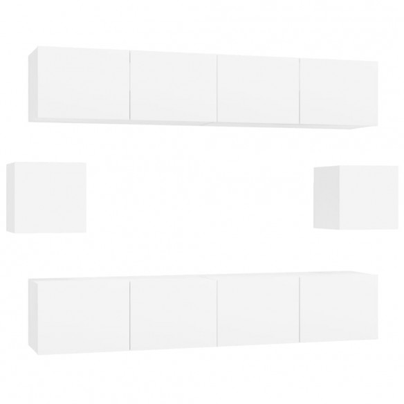 Ensemble de meubles TV 6 pcs Blanc brillant Bois d'ingénierie