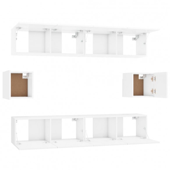 Ensemble de meubles TV 6 pcs Blanc brillant Bois d'ingénierie