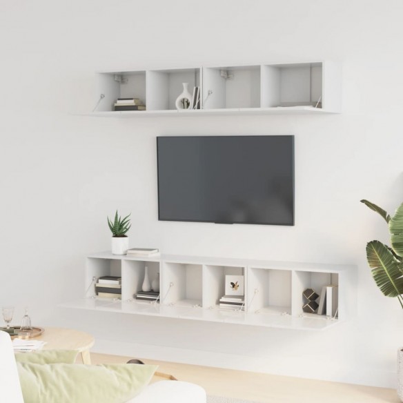 Ensemble de meubles TV 5 pcs Blanc brillant Bois d'ingénierie