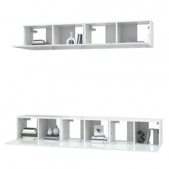 Ensemble de meubles TV 5 pcs Blanc brillant Bois d'ingénierie