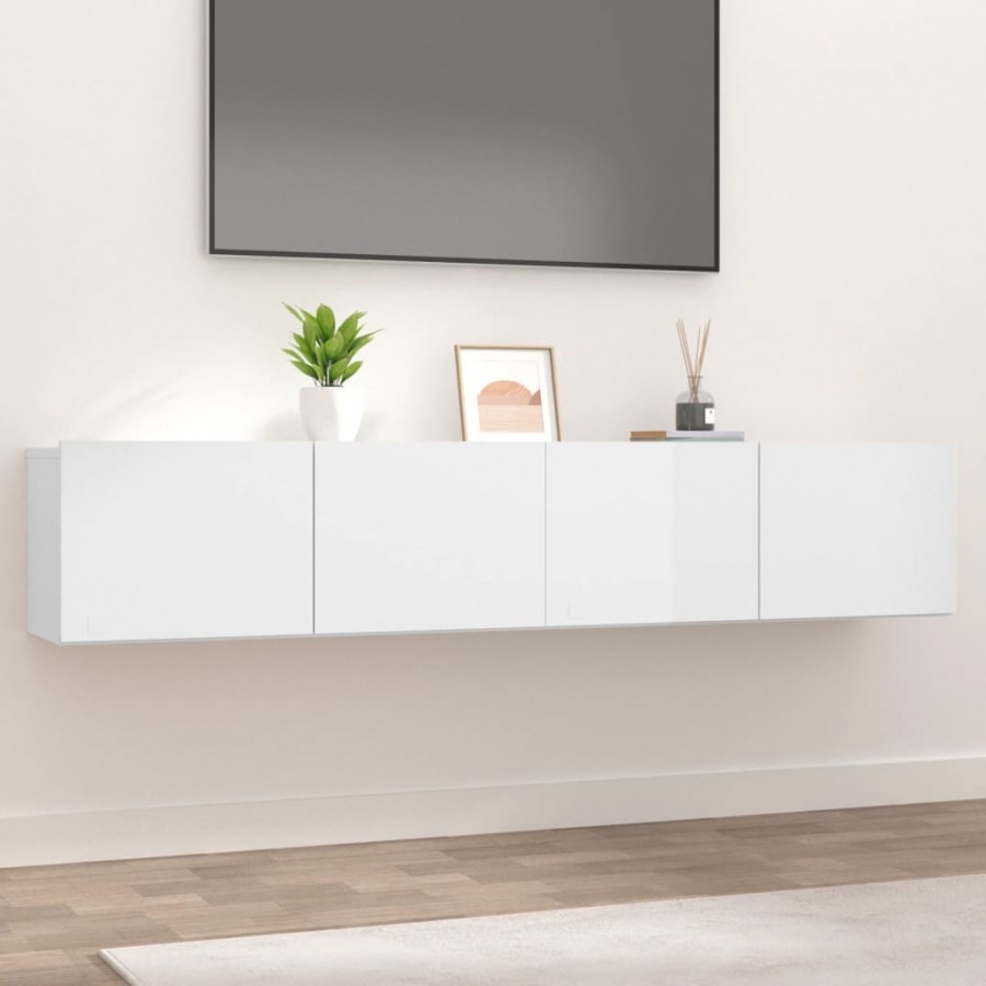 Meubles TV 2 pcs Blanc brillant 80x30x30 cm Bois d'ingénierie