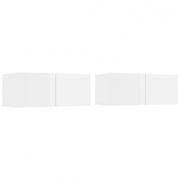 Meubles TV 2 pcs Blanc brillant 80x30x30 cm Bois d'ingénierie