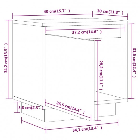 Tables de chevet 2 pcs 40x30x40 cm Bois de pin solide