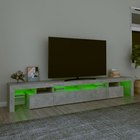 Meuble TV avec lumières LED Gris béton 260x36,5x40 cm