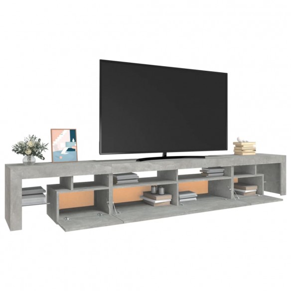 Meuble TV avec lumières LED Gris béton 260x36,5x40 cm