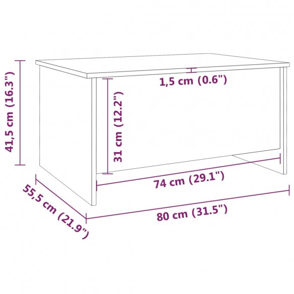 Table basse Blanc 80x55,5x41,5 cm Bois d'ingénierie