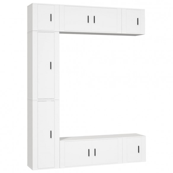 Ensemble de meubles TV 7 pcs Blanc Bois d'ingénierie