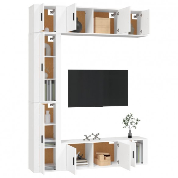 Ensemble de meubles TV 7 pcs Blanc Bois d'ingénierie