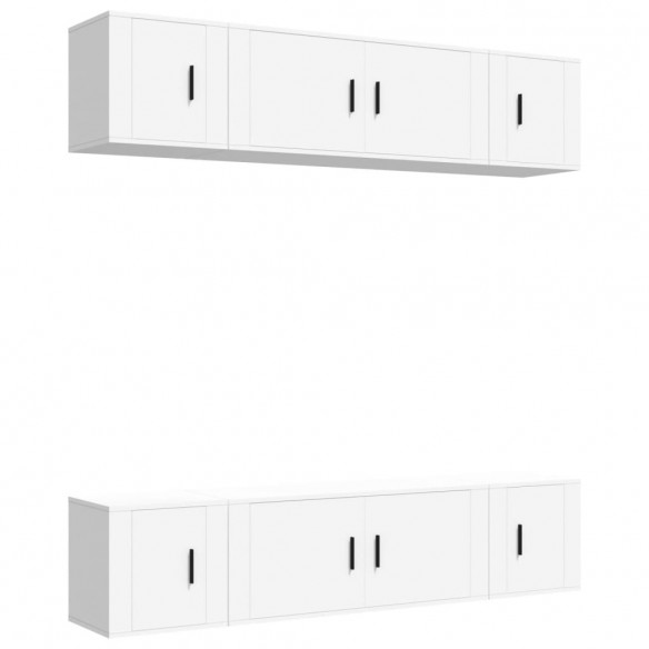 Ensemble de meubles TV 6 pcs Blanc Bois d'ingénierie