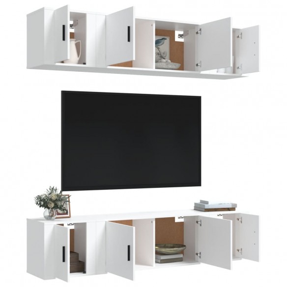 Ensemble de meubles TV 6 pcs Blanc Bois d'ingénierie