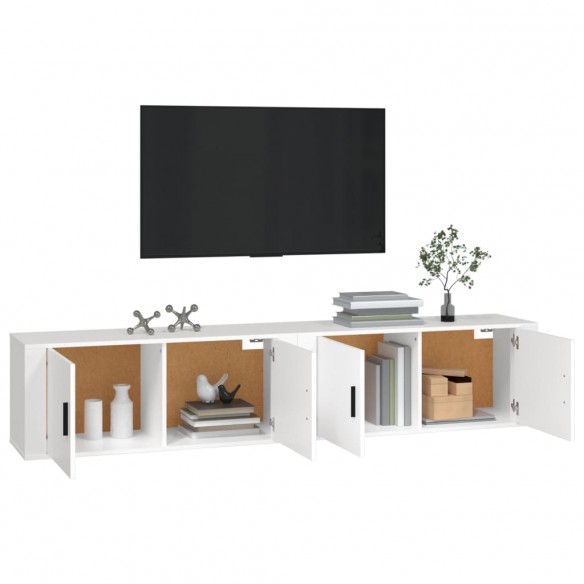 Meubles TV muraux 2 pcs blanc 100x34,5x40 cm