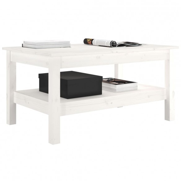 Table basse Blanc 80x50x40 cm Bois massif de pin