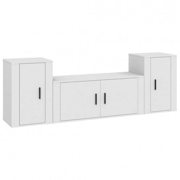 Ensemble de meubles TV 3 pcs Blanc Bois d'ingénierie