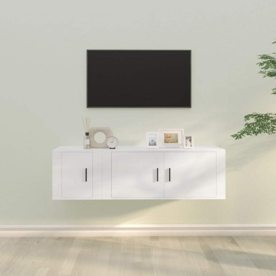 Ensemble de meubles TV 2 pcs Blanc Bois d'ingénierie